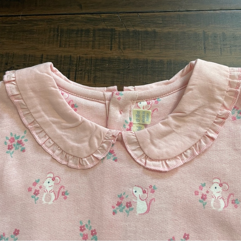 JoJo Maman Bebe Pink Pretty Mouse Collared Sweatshirt NWT - Picture 5 of 11